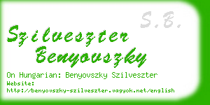 szilveszter benyovszky business card